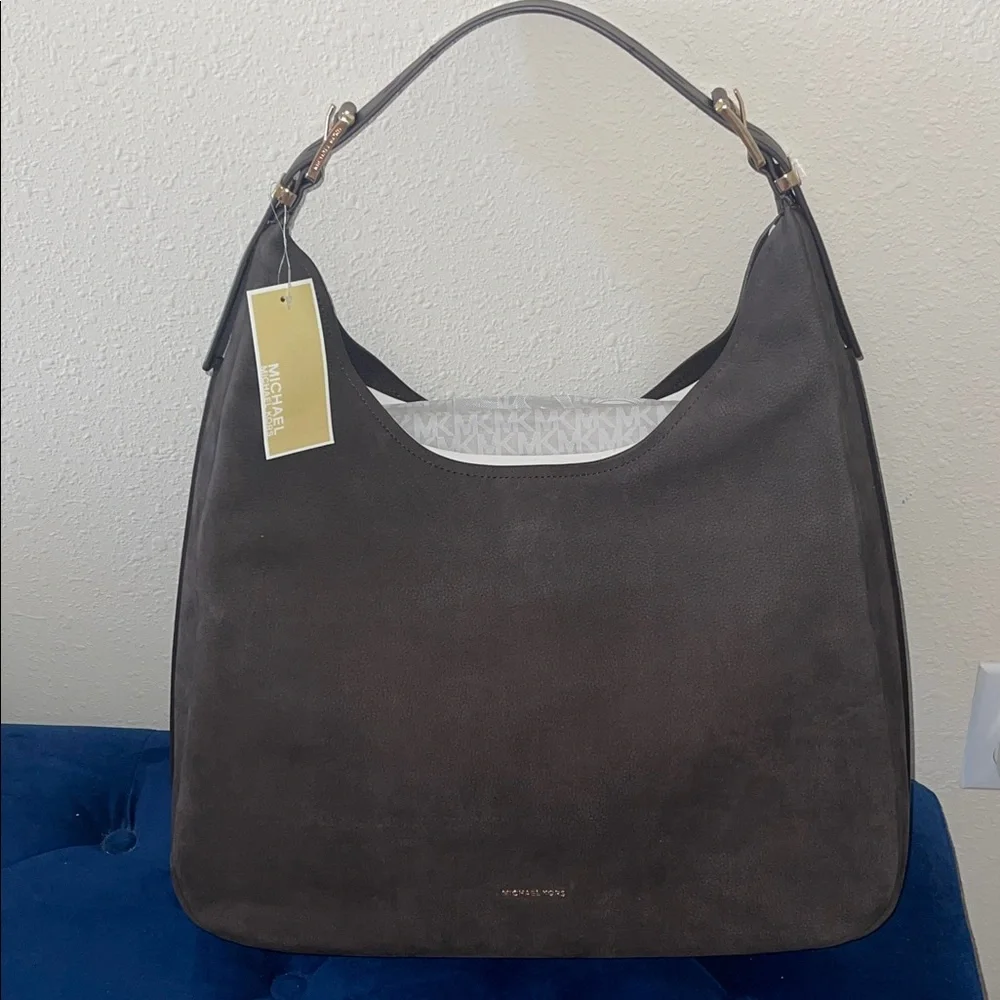 NWT Michael Kors Brown Nolita Leather Hobo Bag Large - Picture 7 of 16